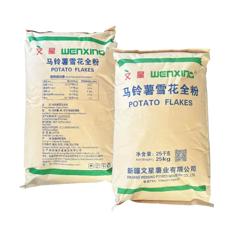 Copos de patata deshidratados portadores de polvo de condimento